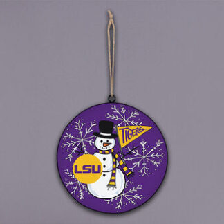 LSU SNOWMAN METAL ORN