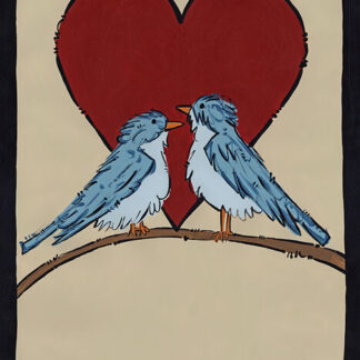 2 Birds & Heart 12x18 Flag