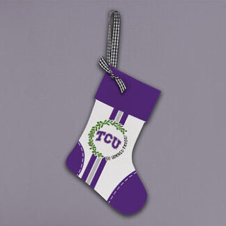 TCU WoodSocking Orn